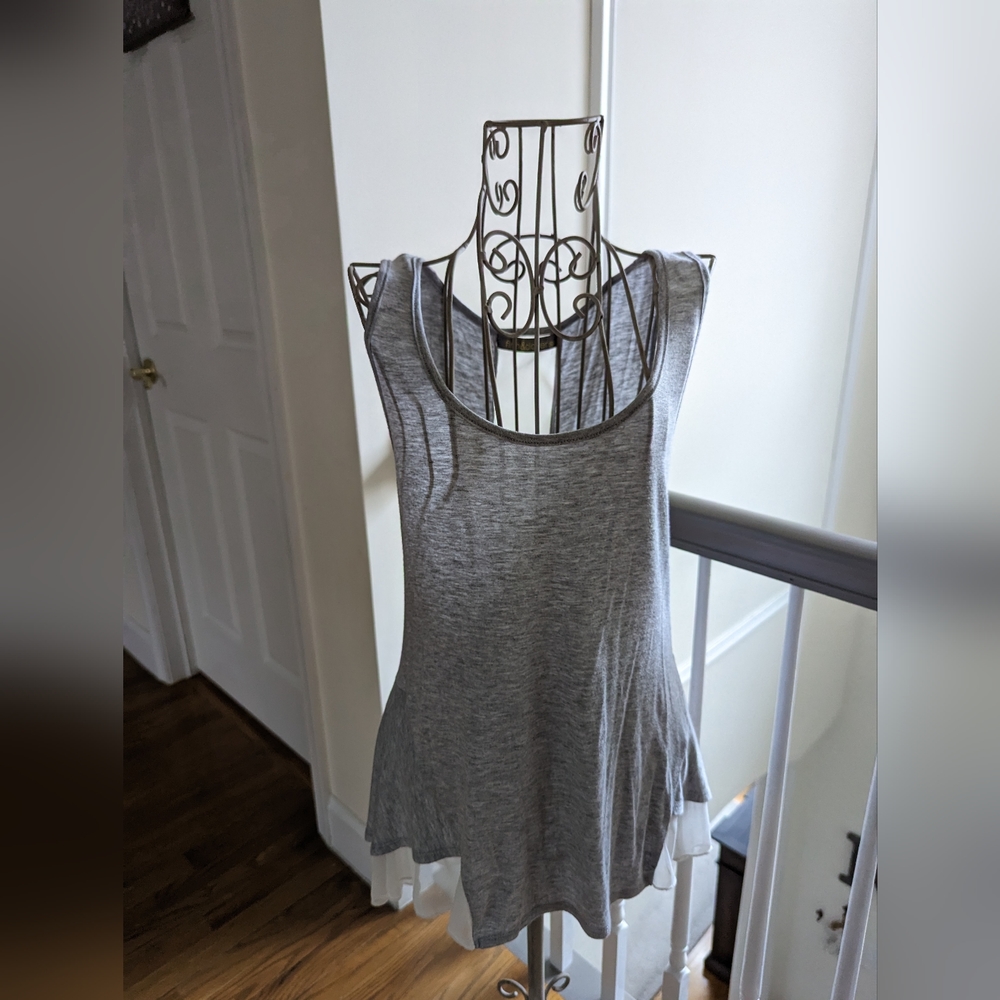 Grey Tank Top With Shear Details
